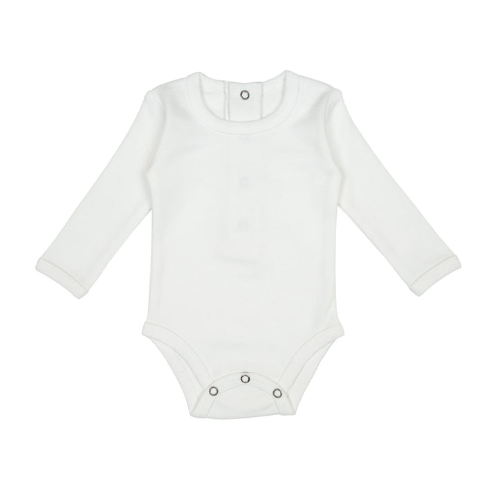 Organic Long-Sleeve Bodysuit in White.