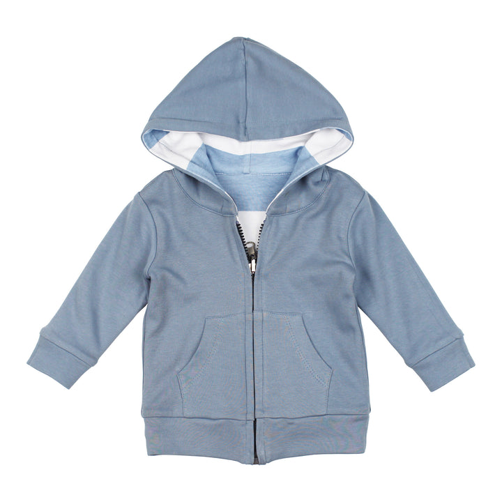 Reversible Zipper Hoodie in Pool, an ocean blue color.