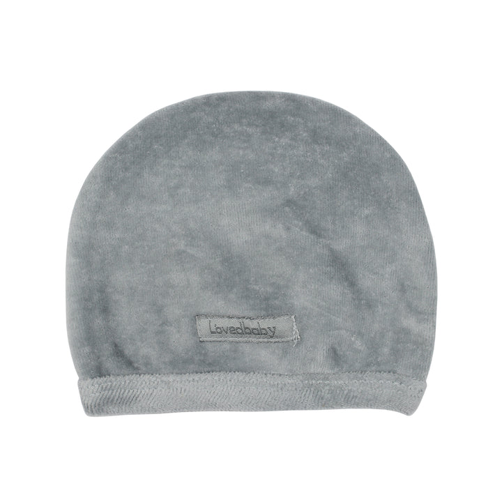 Organic Velour Cute Cap in Light Gray, Flat