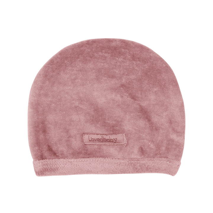 Organic Velour Cute Cap in Mauve, Flat