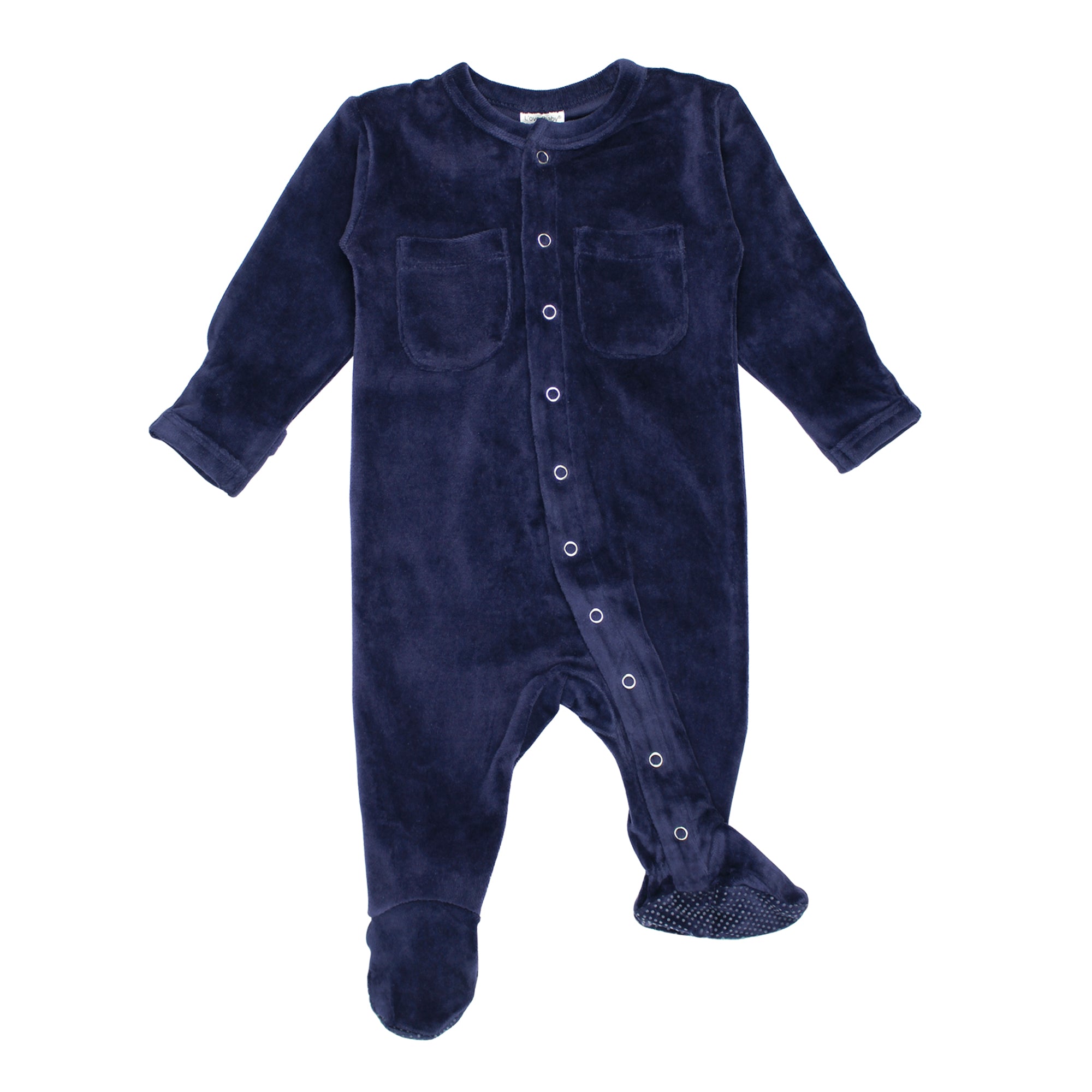 Organic Velour Footie in Navy – L'ovedbaby