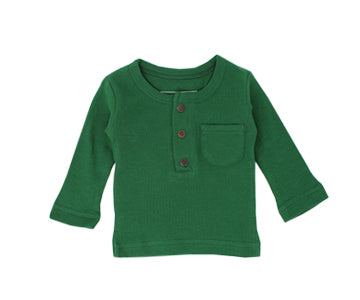 Organic Thermal Kids' L/Sleeve Shirt in Emerald, Flat