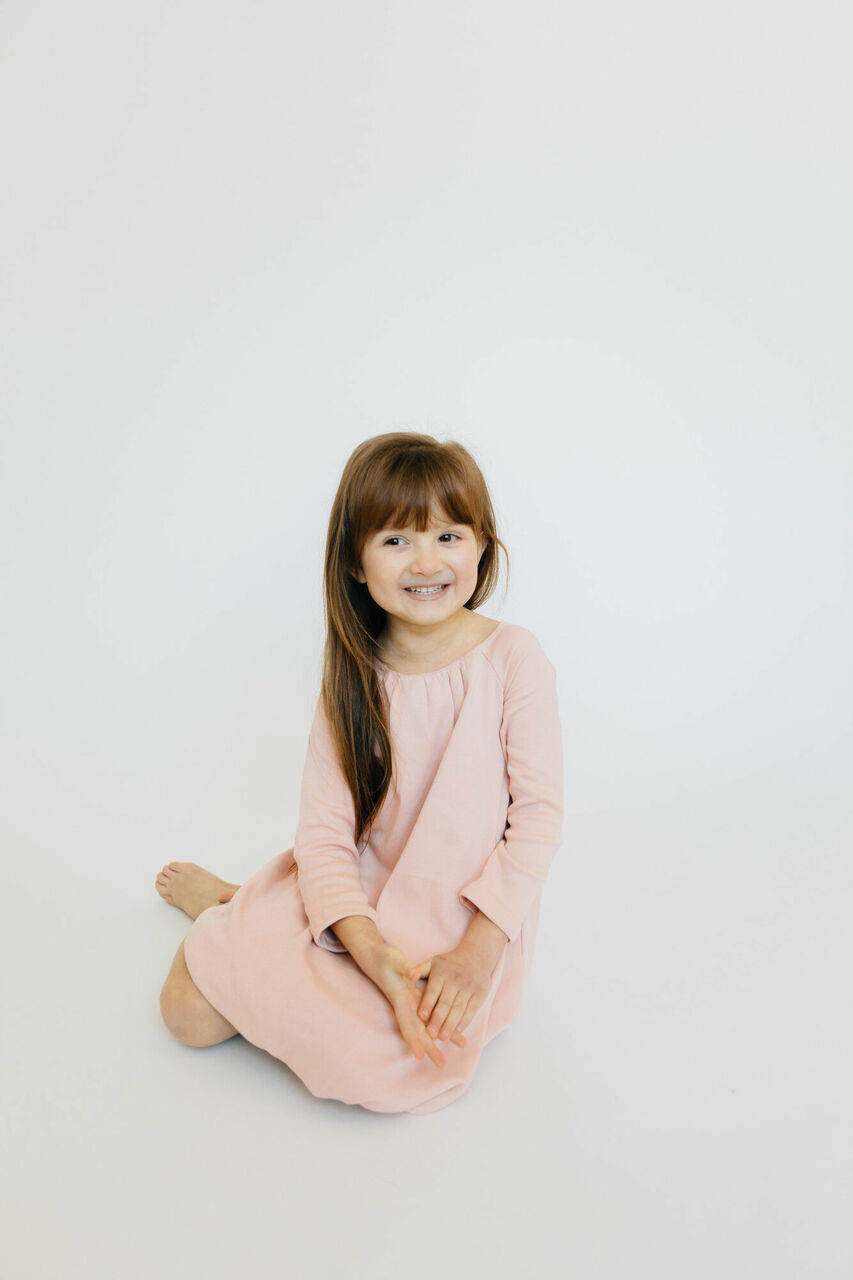 Organic Kids' Bubble Dress in Rosewater, Lifestyle