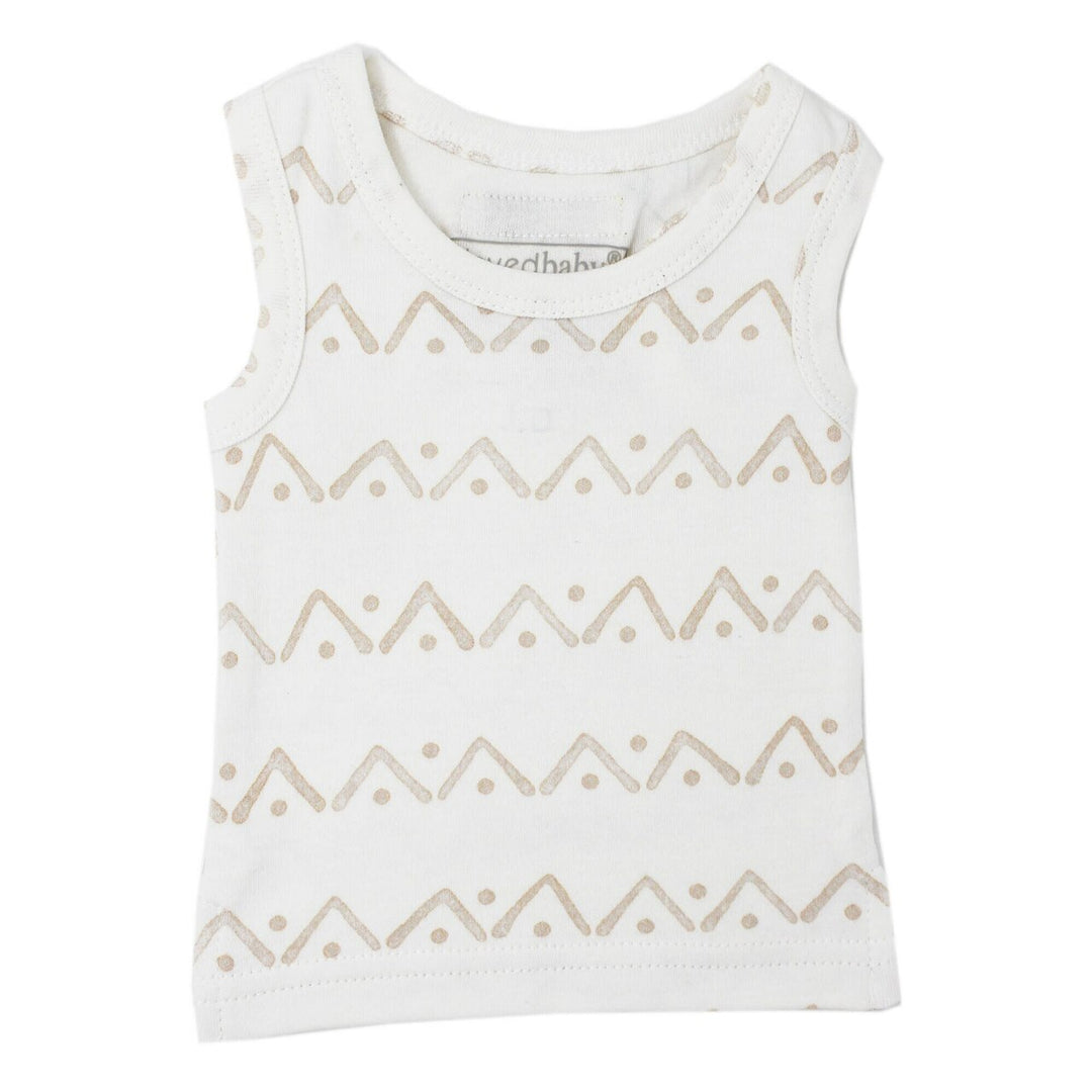 Organic Tank Top in Tan Zigzag, Flat