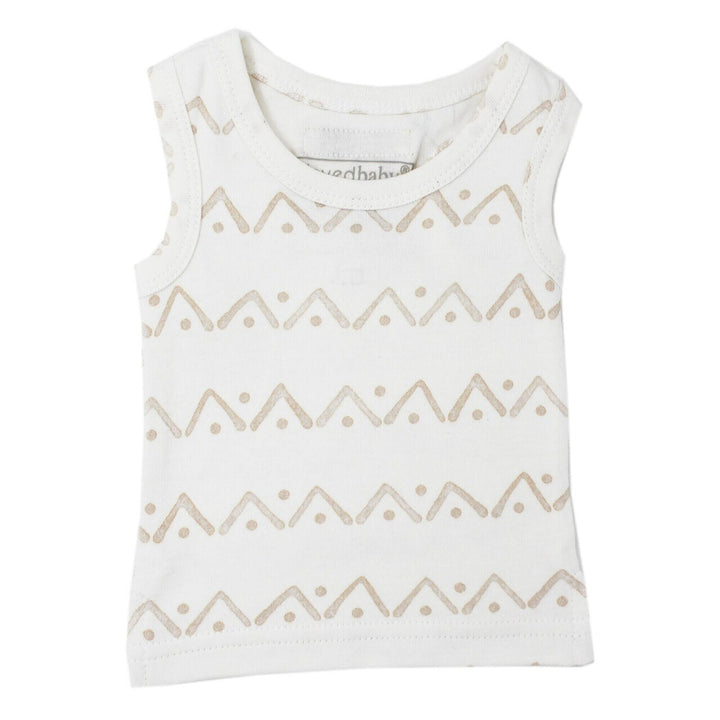 Organic Tank Top in Tan Zigzag, Flat