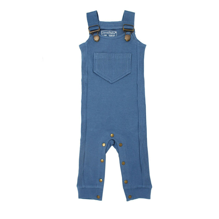 Footless Ribbed Overall in Sky, Flat