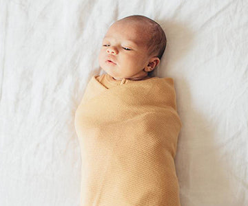 Organic Thermal Swaddling Blanket in Topaz, Lifestyle