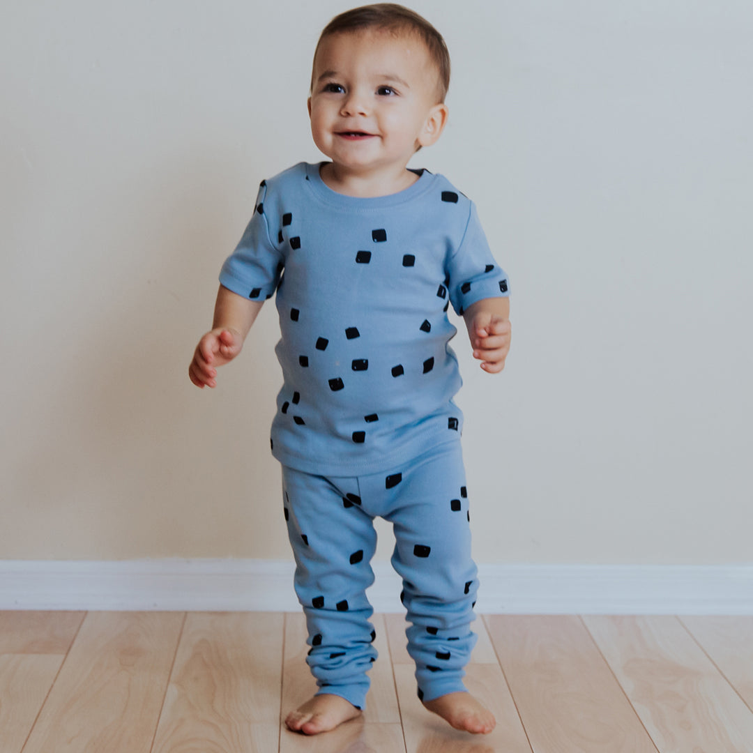 Organic Kids' L/Sleeve PJ Set in River Stone, Lifestyle