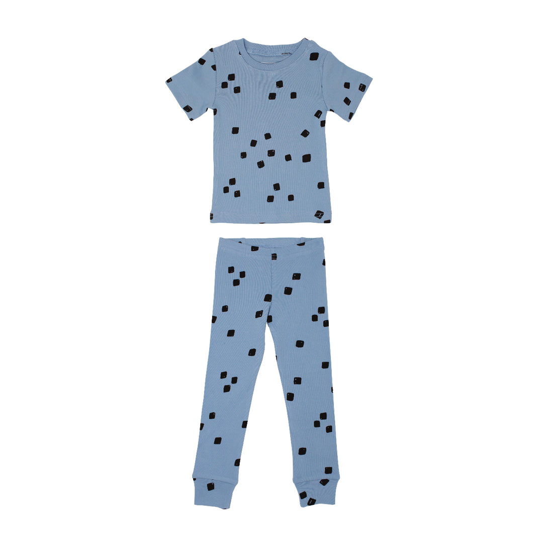 Organic Kids' L/Sleeve PJ Set in River Stone, Flat