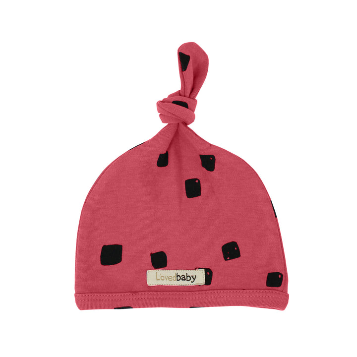 Organic Top-Knot Hat in Berry Stone, Flat