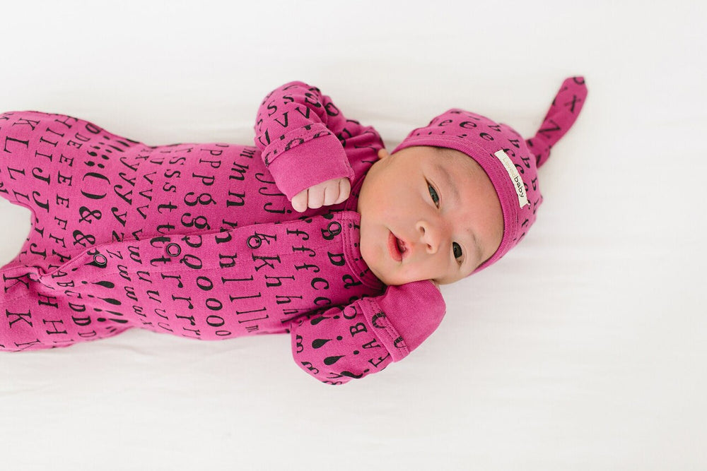 Organic Jumpsuit in Magenta Letters, Lifestyle