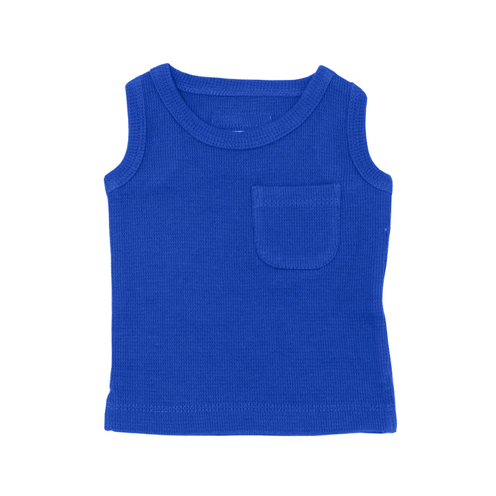 Organic Thermal Tank Top in Sapphire, Flat