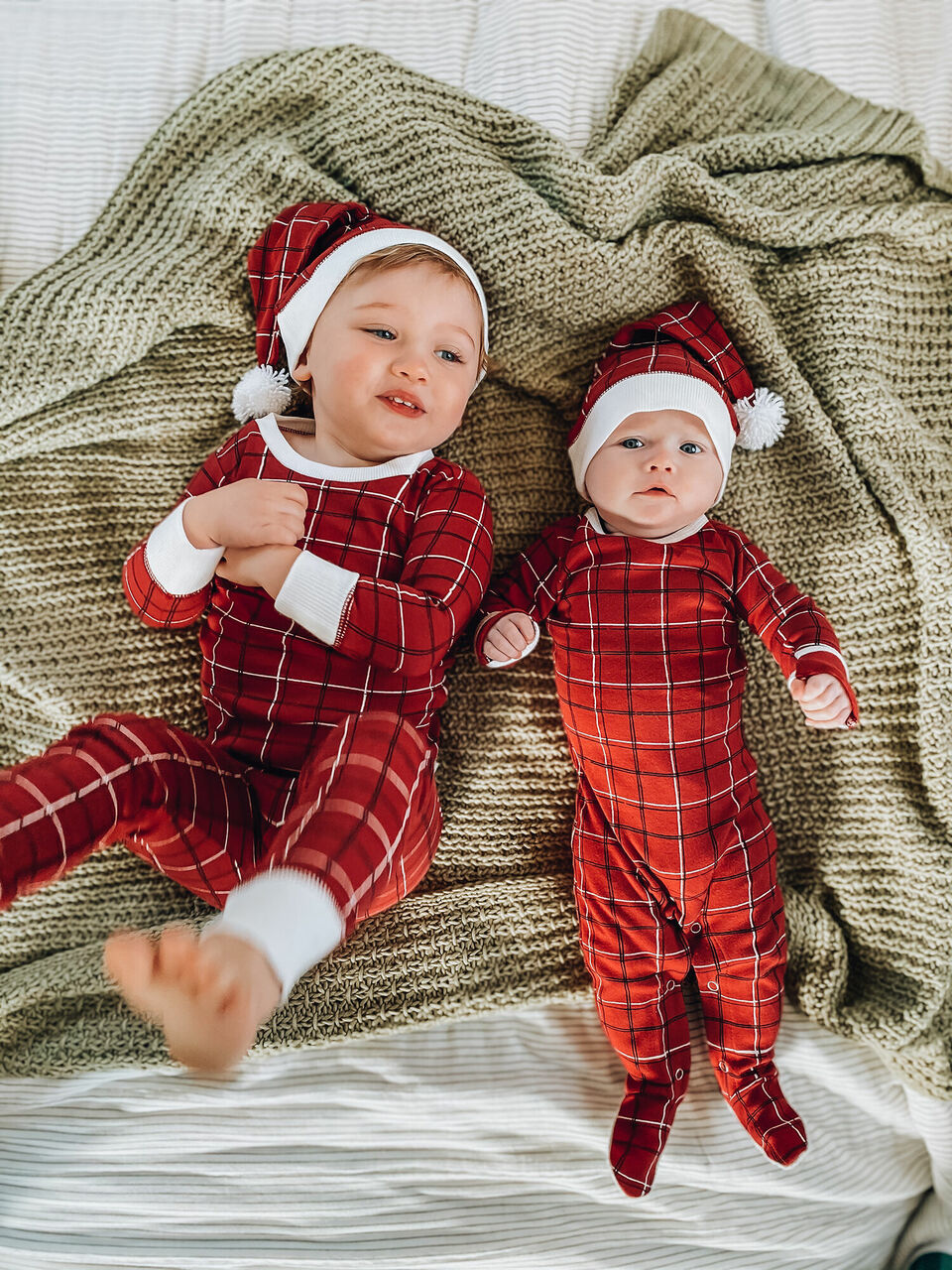 Organic Holiday Footie & Cap Set in Santa Baby, Lifestyle