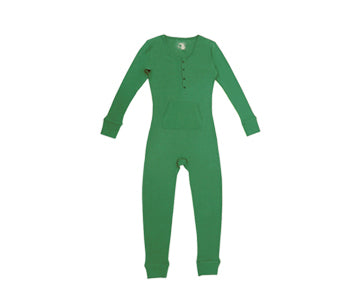 Organic Thermal Women's Onesie in Emerald, Flat