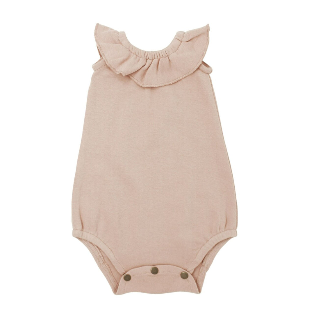 Sleeveless Ruffle Bodysuit in Rosewater, Flat