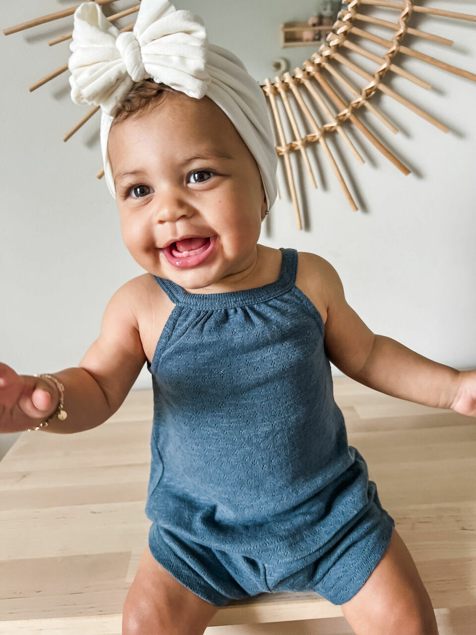 Child wearing Pointelle Tank & Tap Short Set in Dolphin.