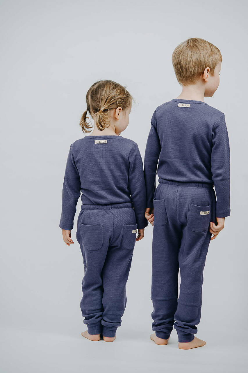 Organic Thermal Kids' Jogger Pants in Dusk, Lifestyle