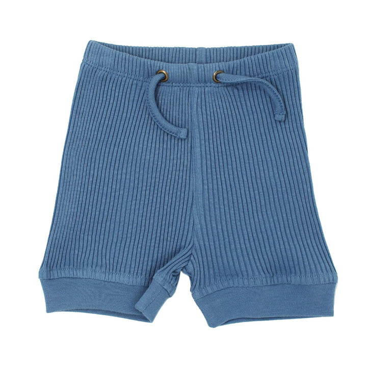 Kids' Ribbed Bike Shorts in Sky, Flat