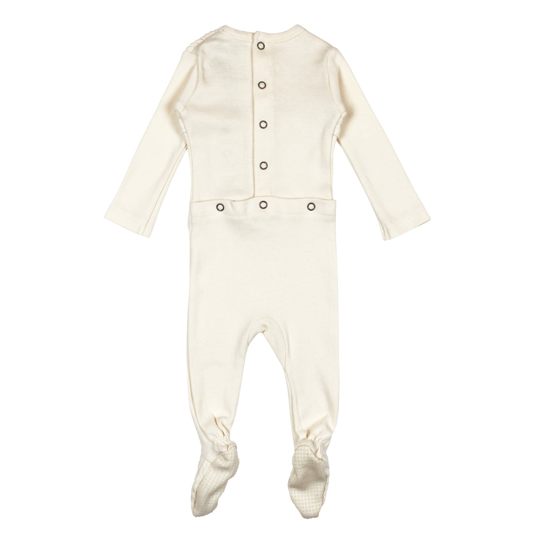 Organic Smocked Footie in Beige