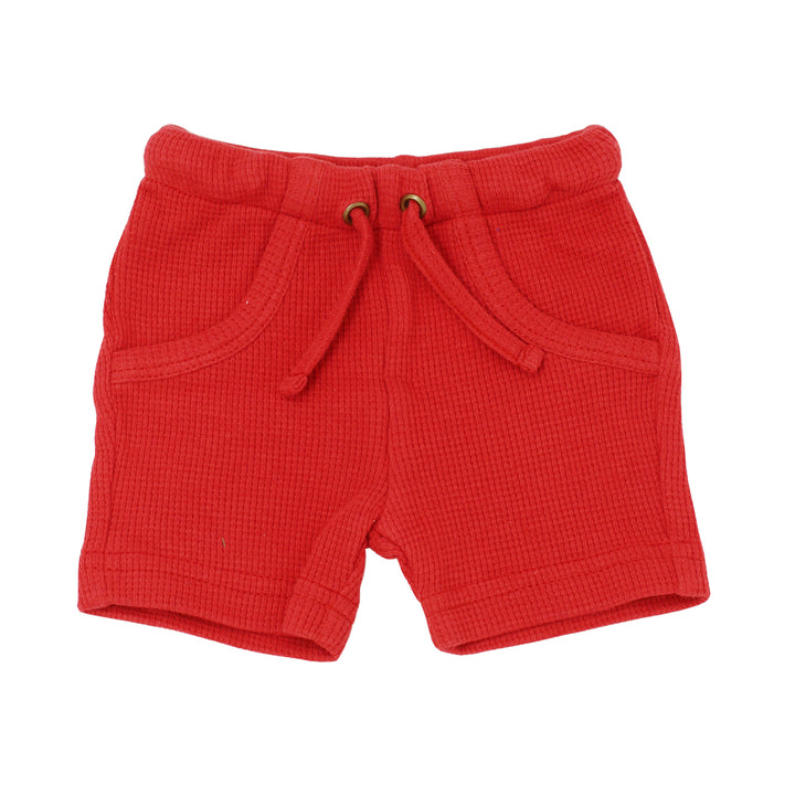 Organic Thermal Bike Shorts in Ruby, Flat