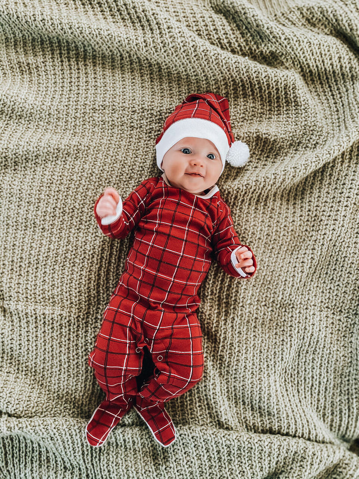 Organic Holiday Footie & Cap Set in Santa Baby, Lifestyle