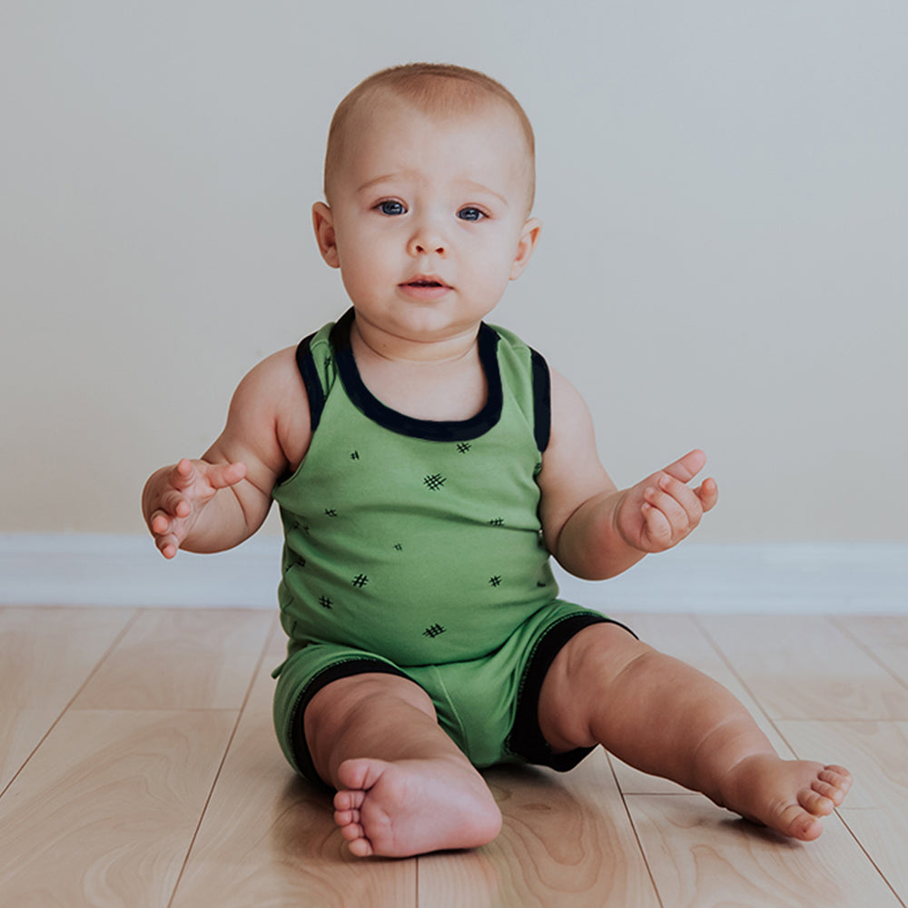 Organic Racerback Tank in Moss Hatch, Lifestyle