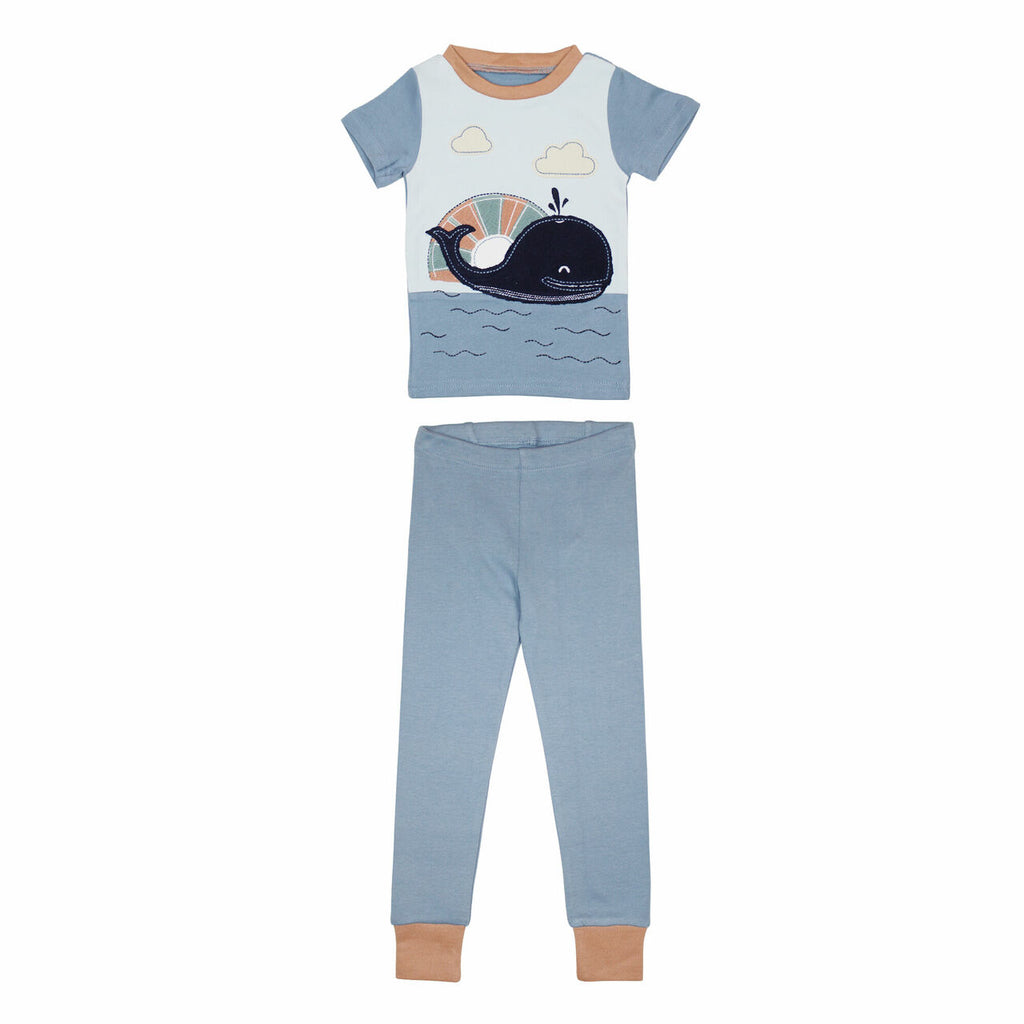 Kids' Organic Appliqué Short Sleeve PJ Set in Whale – L'ovedbaby
