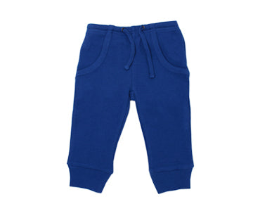 Organic Thermal Kids' Jogger Pants in Sapphire, Flat