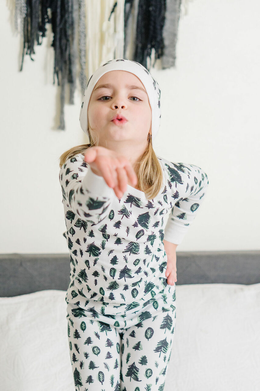 Organic Holiday Kids' PJ & Cap Set in Oh Christmas Tree, Lifestyle