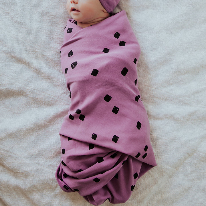 Organic Swaddling Blanket in Grape Stone, Lifestyle