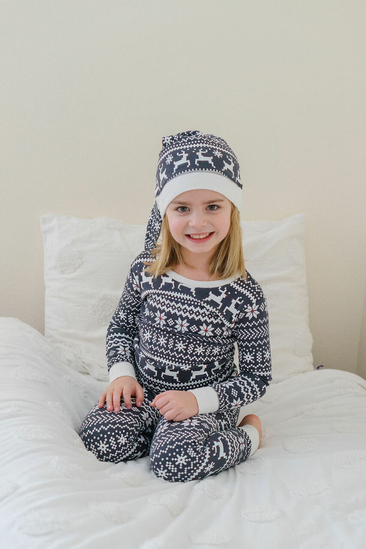 Organic Holiday Kids' PJ & Cap Set in Rudolph, Lifestyle