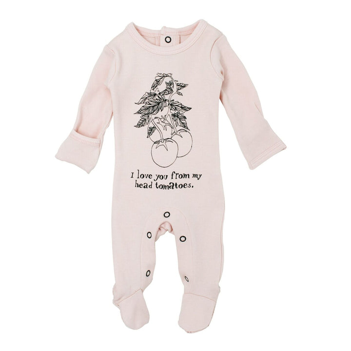 Organic Graphic Footie in Blush Tomato, Flat