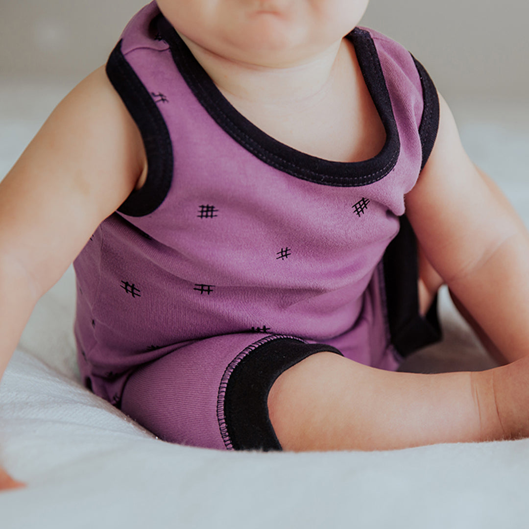 Organic Racerback Tank in Grape Hatch, Lifestyle