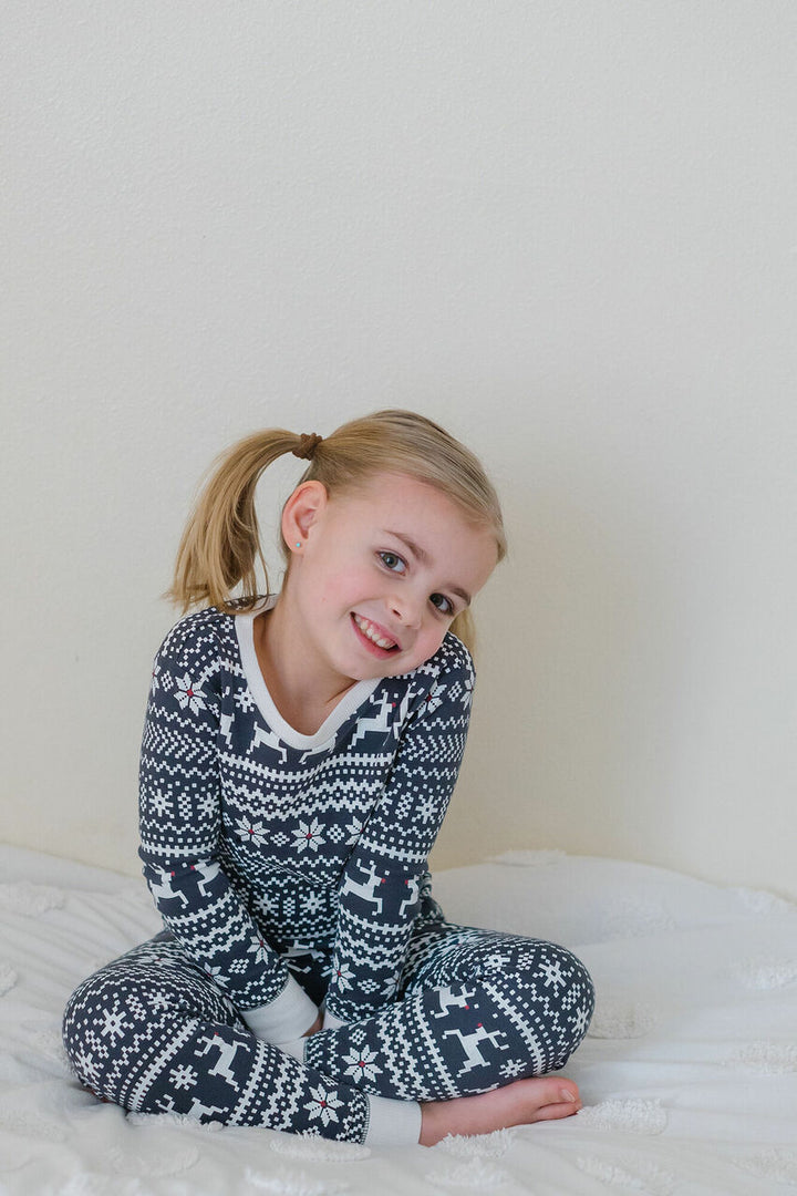 Organic Holiday Kids' PJ & Cap Set in Rudolph, Lifestyle