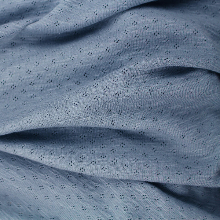 Pointelle S/Sleeve Wrap Bodysuit in Pool, Fabric
