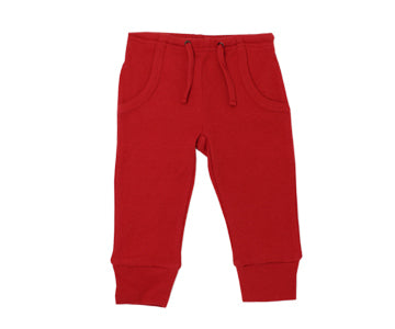 Organic Thermal Kids' Jogger Pants in Ruby, Flat