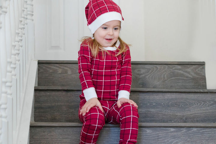 Organic Holiday Kids' PJ & Cap Set in Santa Baby, Lifestyle