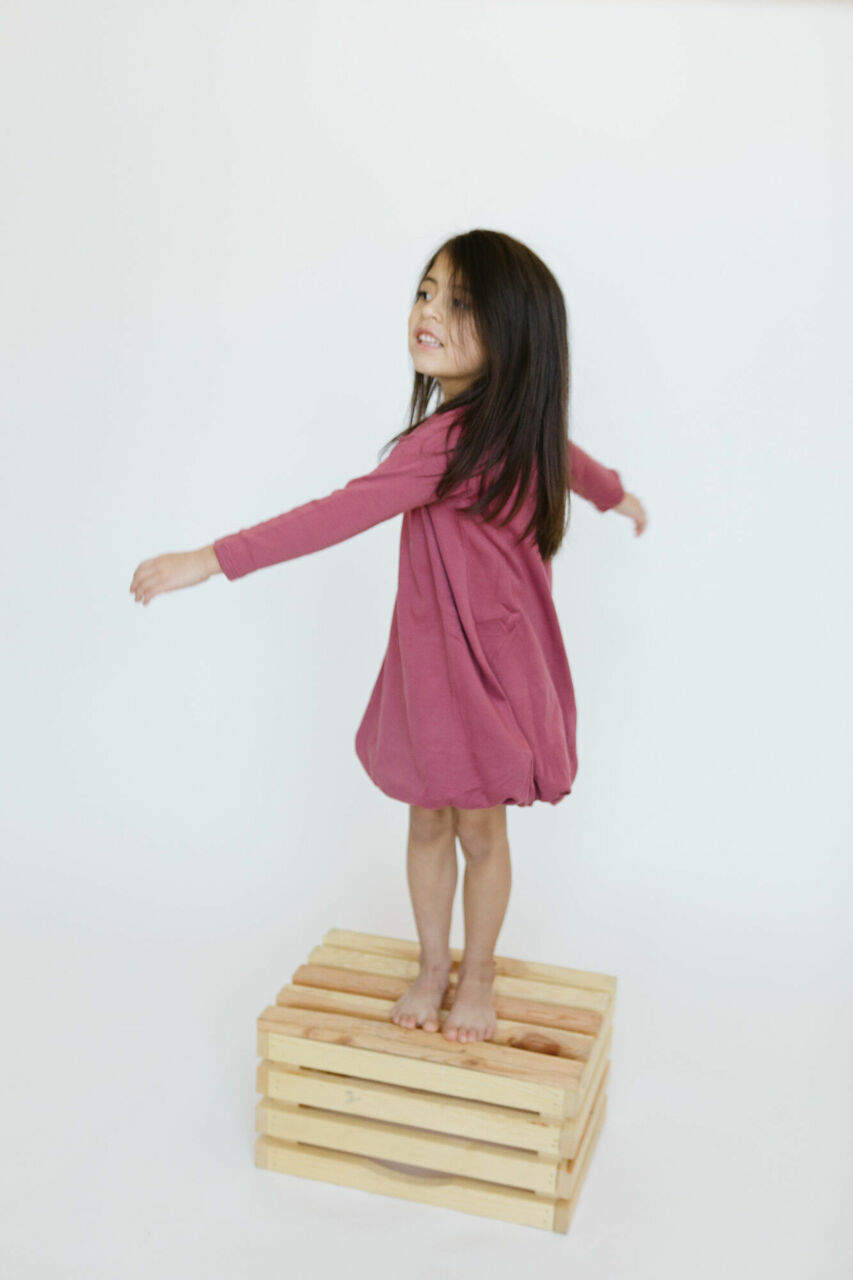 Organic Kids' Bubble Dress in Appleberry, Lifestyle