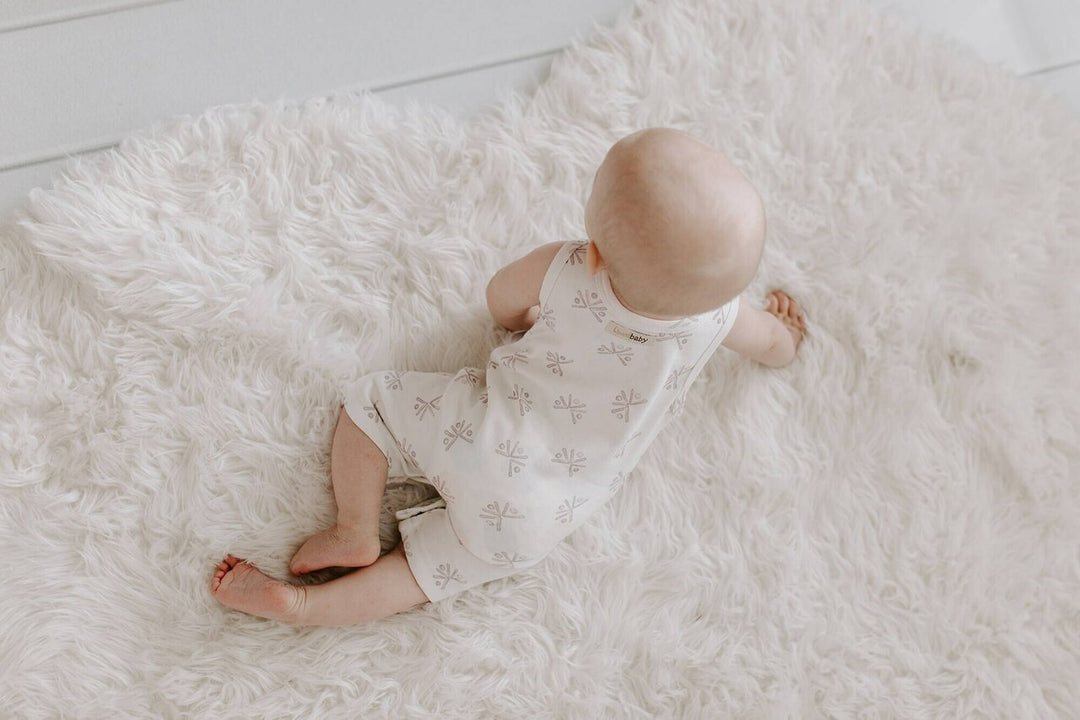 Sleeveless Romper in Lavender Fans, Lifestyle