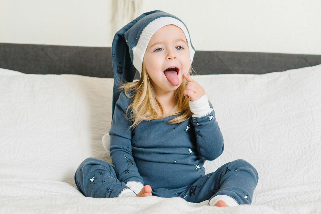 Organic Holiday Kids' PJ & Cap Set in Silent Night, Lifestyle