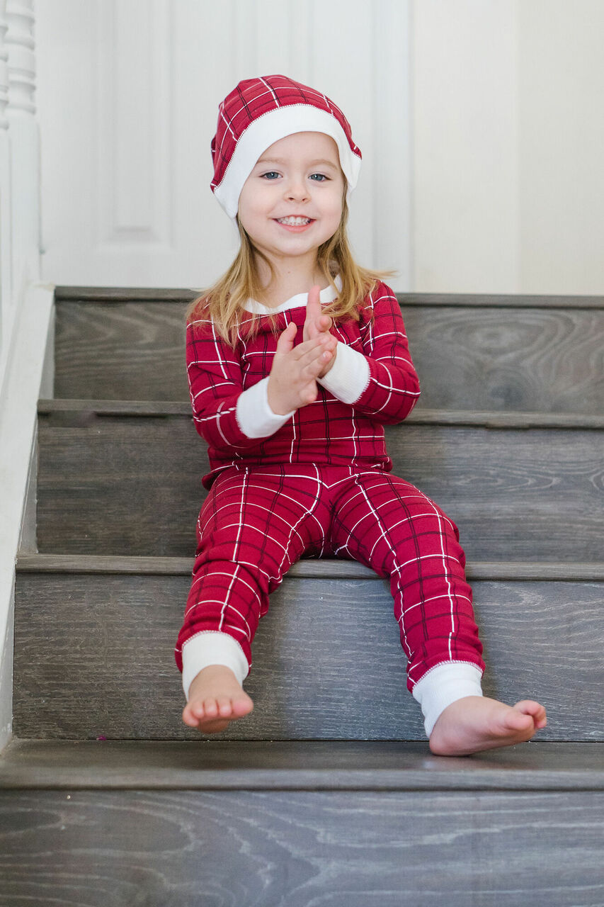 Organic Holiday Kids' PJ & Cap Set in Santa Baby, Lifestyle