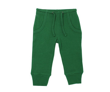 Organic Thermal Kids' Jogger Pants in Emerald, Flat