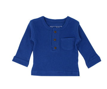 Organic Thermal Kids' L/Sleeve Shirt in Sapphire, Flat