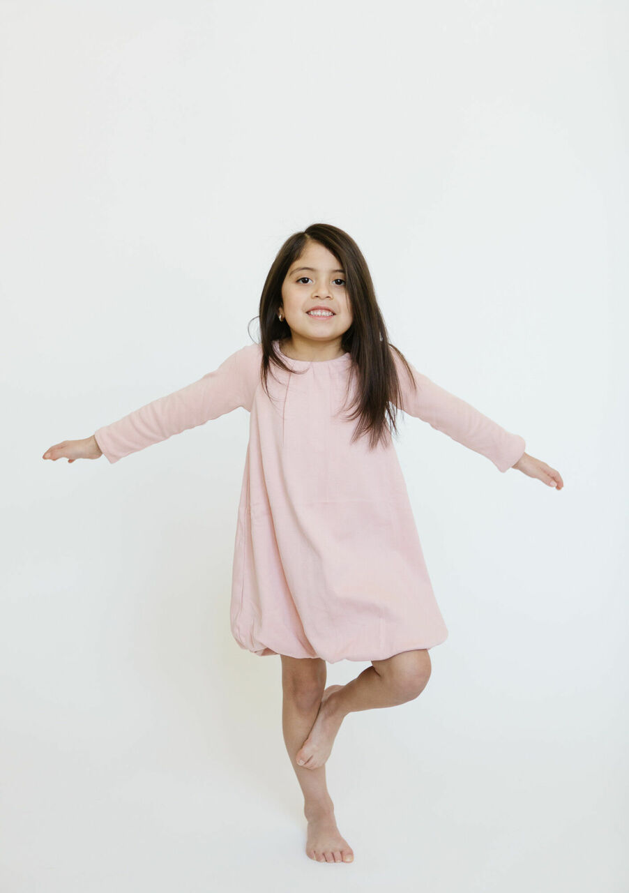 Organic Kids' Bubble Dress in Rosewater, Lifestyle