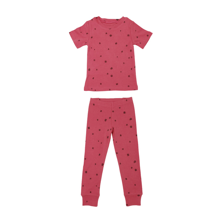 Organic Kids' L/Sleeve PJ Set in Berry Hatch, Flat