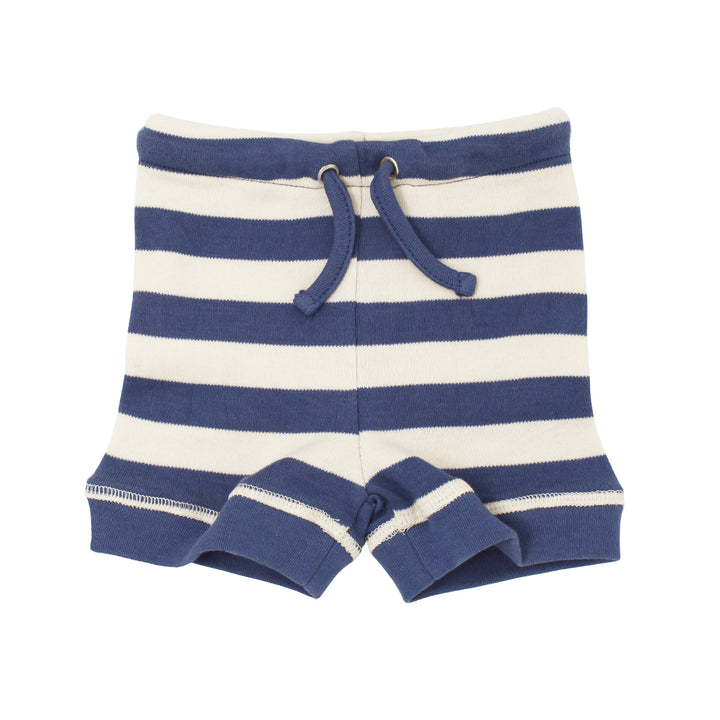 Organic Bike Shorts in Slate/Beige Stripe, Flat