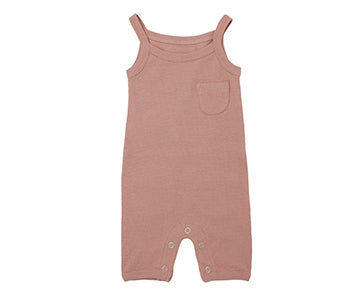 Organic Thermal Sleeveless Romper in Mauve, Flat