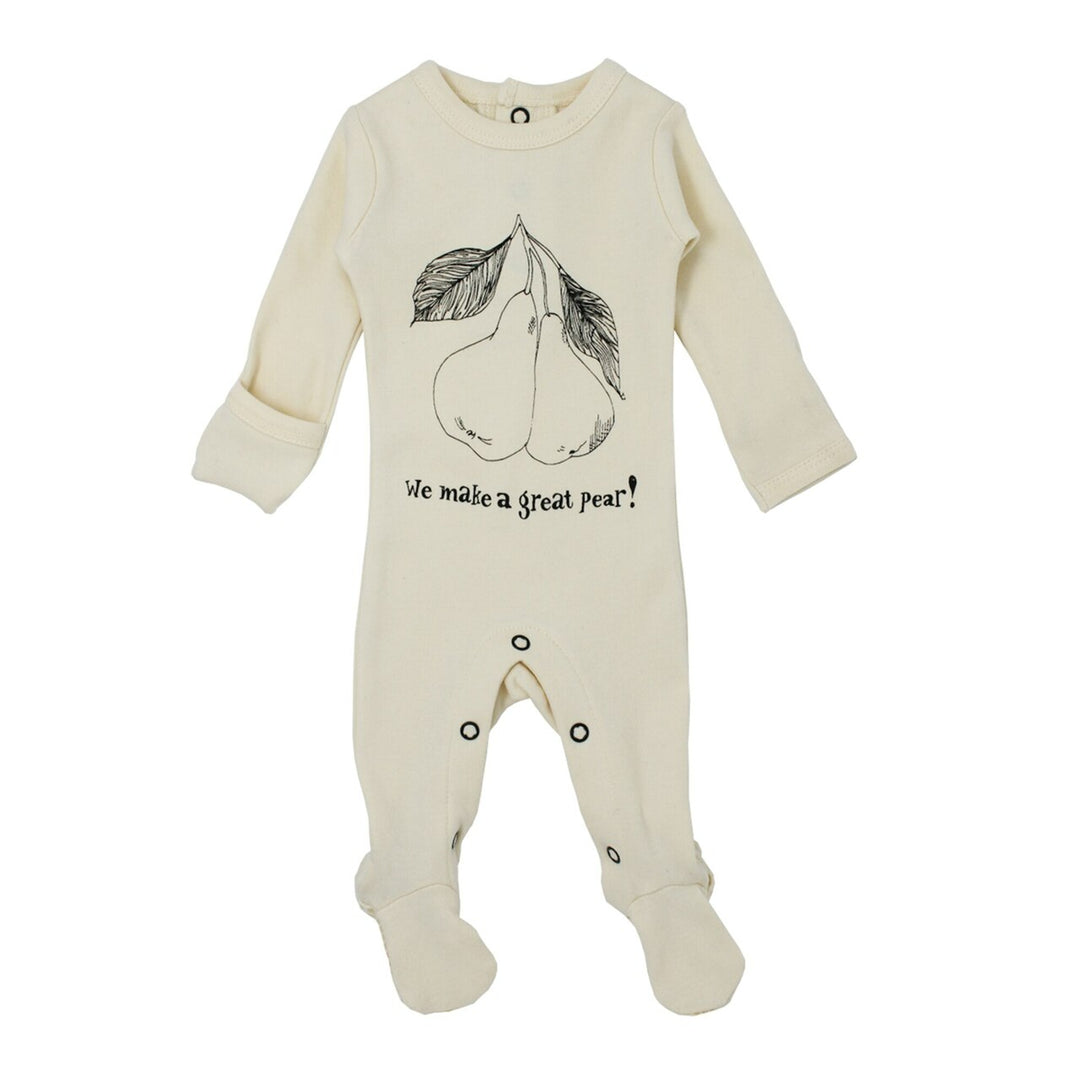 Organic Graphic Footie in Beige Pear, Flat