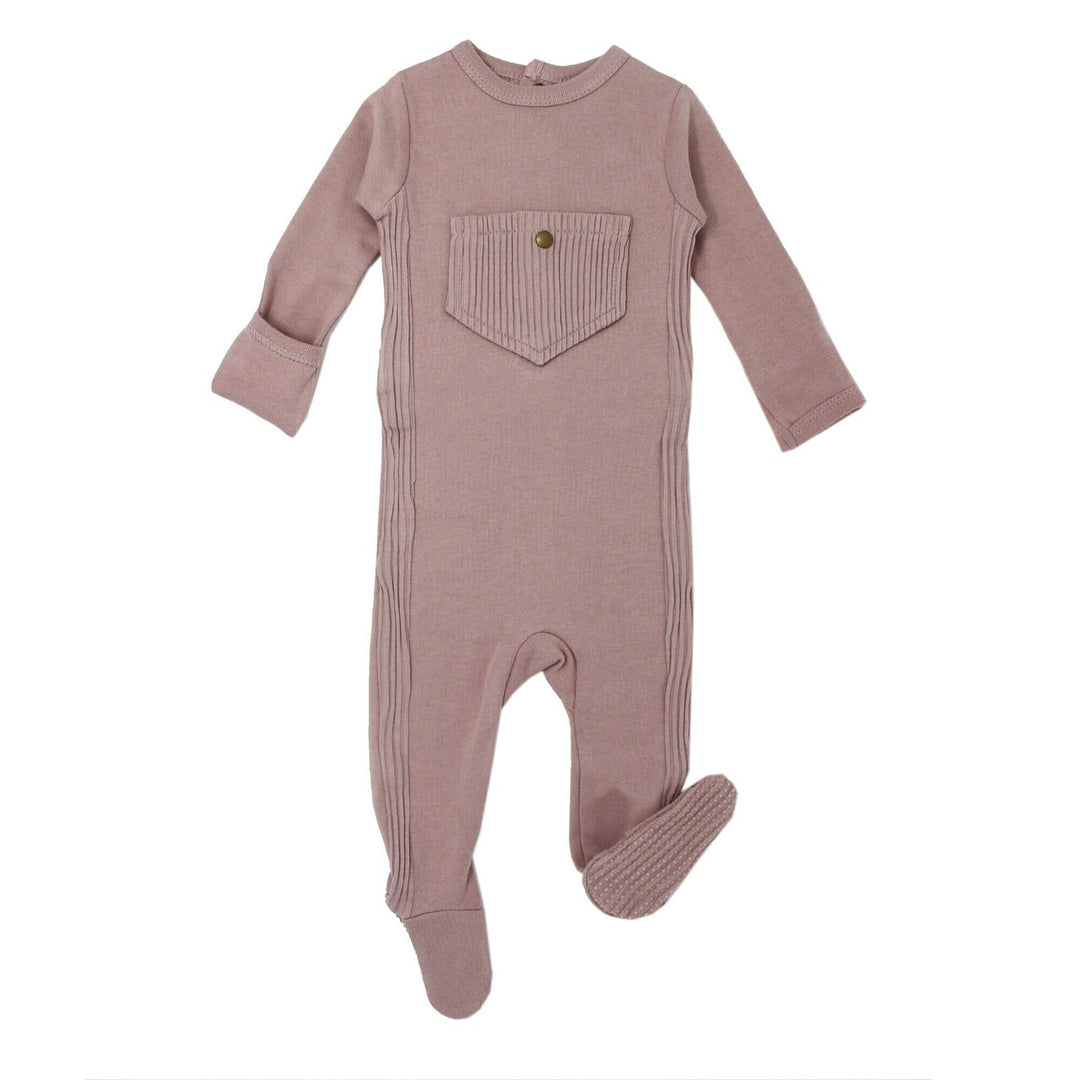 Ribbed Baby Footie in Thistle, Flat