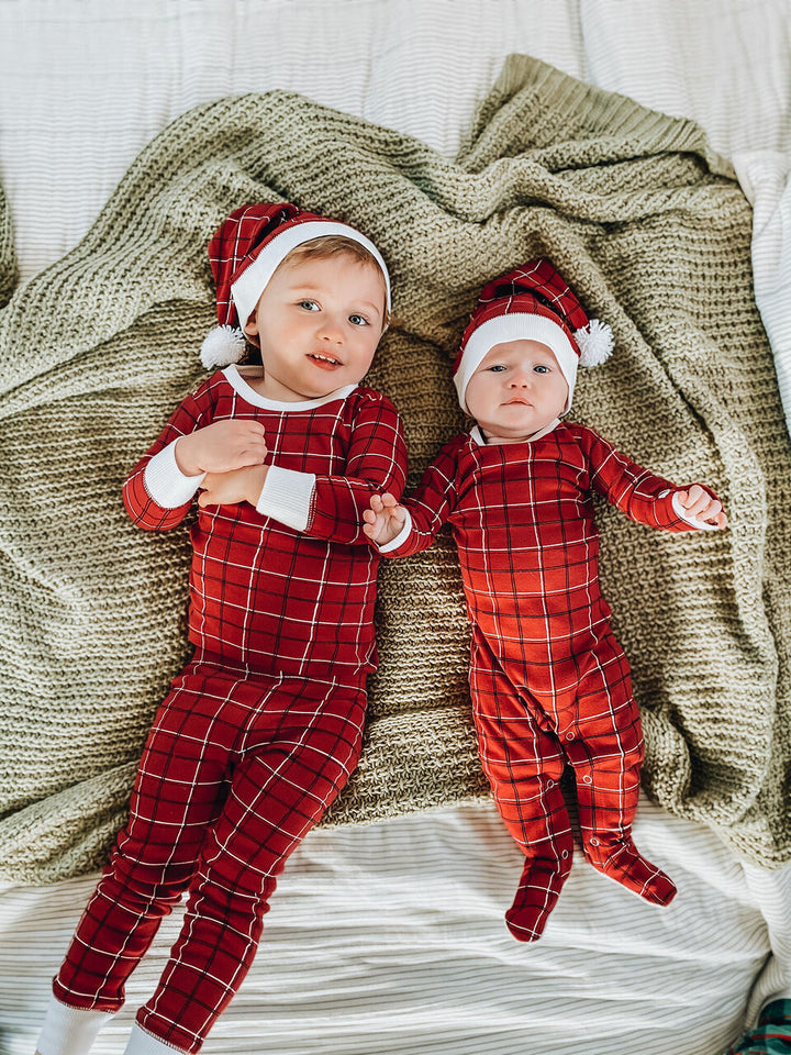 Organic Holiday Kids' PJ & Cap Set in Santa Baby, Lifestyle